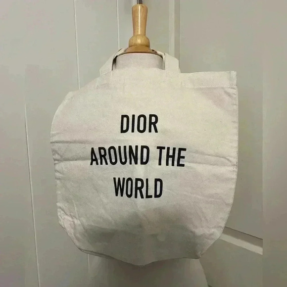 Christian Dior Canvas Tote Bag Compass “Dior Around the World” Made in Italy - Picture 2 of 4